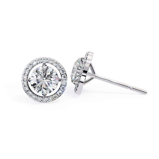 18K White Gold Lab Grown Diamond Halo Earrings 1.84 ctw DAE-142