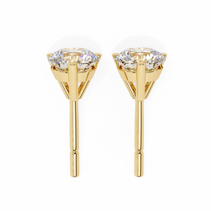 18K Yellow Gold Lab Grown Diamond Solitaire Stud Earrings 2.50 ctw DAE-125