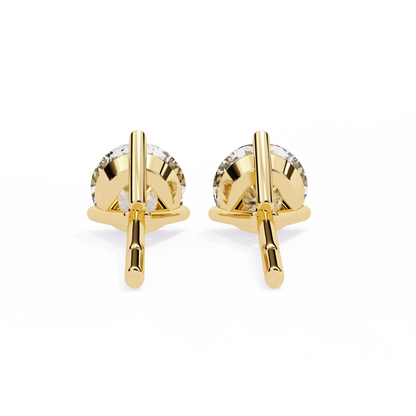 18K Yellow Gold Lab Grown Diamond Solitaire Stud Earrings 2.50 ctw DAE-125