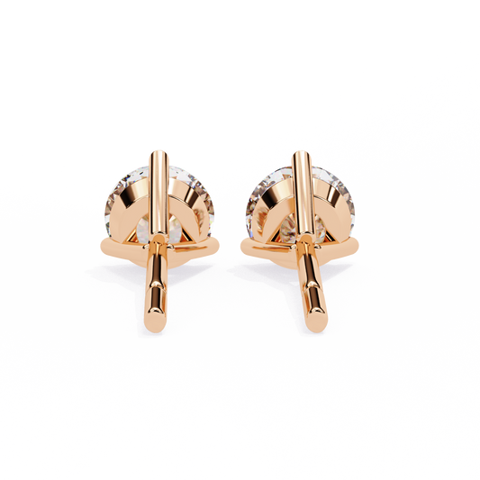10K Rose Gold Lab Grown Diamond Solitaire Stud Earrings 2.50 ctw DAE-125