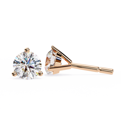 10K Rose Gold Lab Grown Diamond Solitaire Stud Earrings 2.50 ctw DAE-125