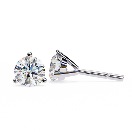 18K White Gold Lab Grown Diamond Solitaire Stud Earrings 2.50 ctw DAE-125