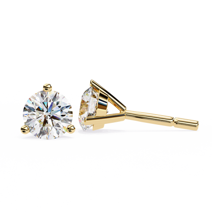 18K Yellow Gold Lab Grown Diamond Solitaire Stud Earrings 2.50 ctw DAE-125