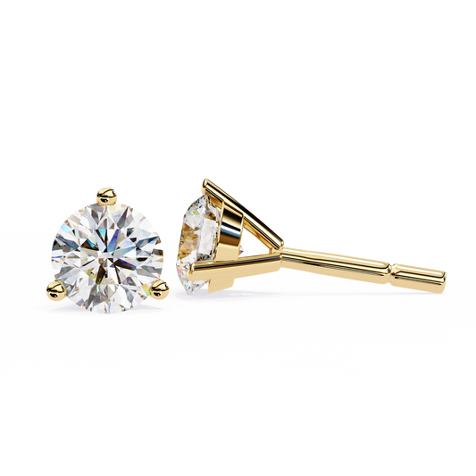 18K Yellow Gold Lab Grown Diamond Solitaire Stud Earrings 2.50 ctw DAE-125