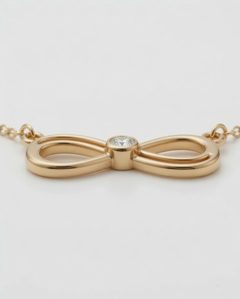 Infinity Love Diamond Pendant 18K Yellow Gold