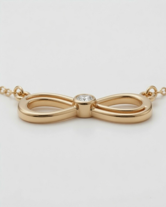 Infinity Love Diamond Pendant 9K Yellow Gold