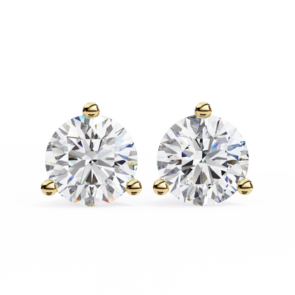 18K Yellow Gold Lab Grown Diamond Solitaire Stud Earrings 2.50 ctw DAE-125