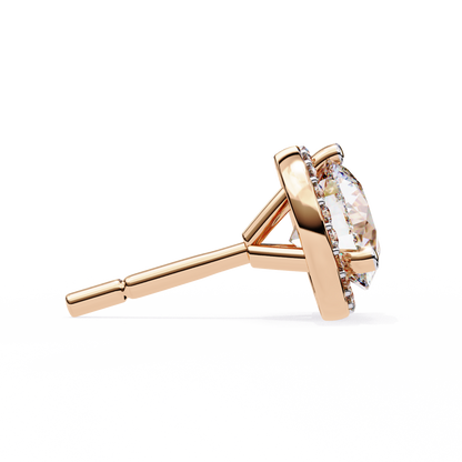 10K Rose Gold Lab Grown Diamond Halo Earrings 1.95 ctw DAE-141