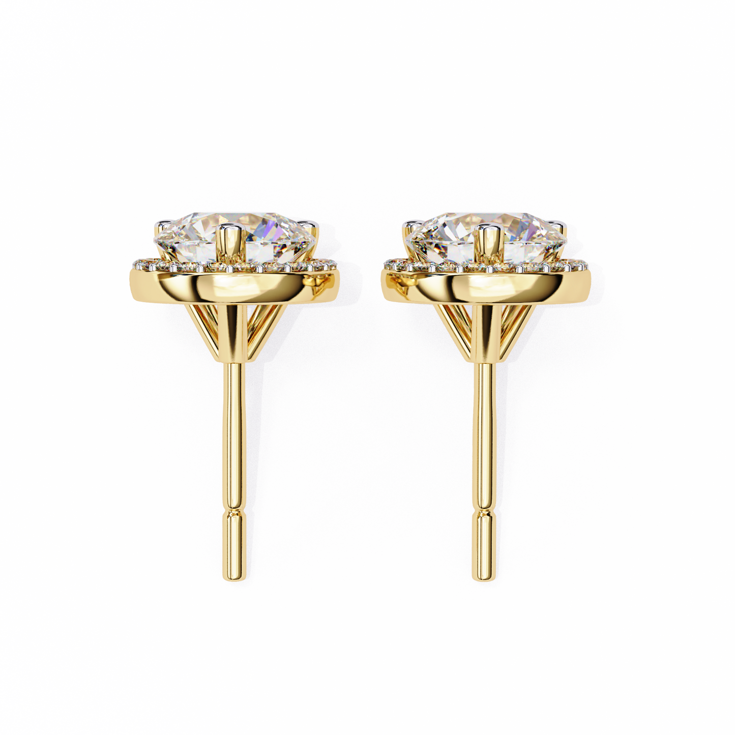 10K Yellow Gold Lab Grown Diamond Halo Earrings 1.95 ctw DAE-141