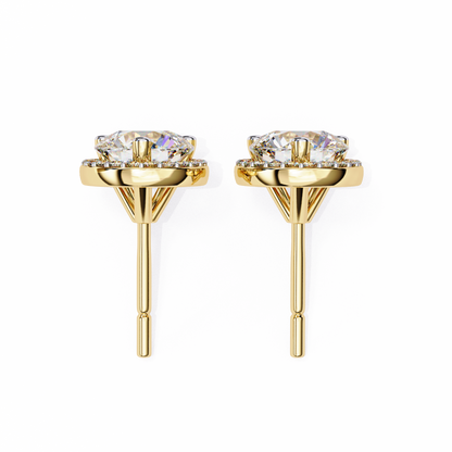 10K Yellow Gold Lab Grown Diamond Halo Earrings 1.95 ctw DAE-141