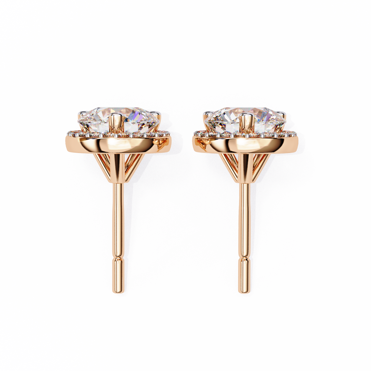 10K Rose Gold Lab Grown Diamond Halo Earrings 1.95 ctw DAE-141
