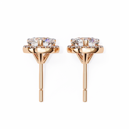 10K Rose Gold Lab Grown Diamond Halo Earrings 1.95 ctw DAE-141
