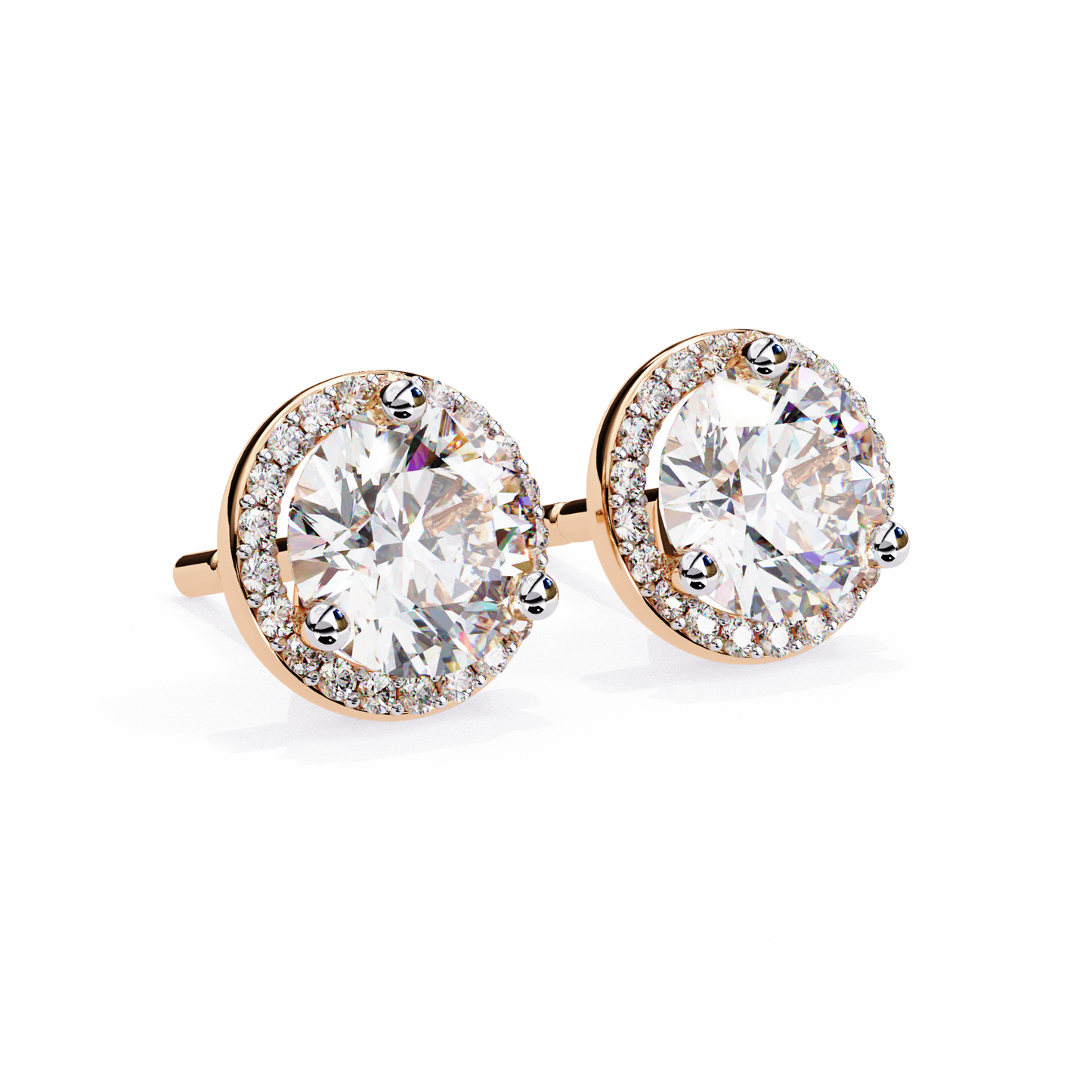 10K Rose Gold Lab Grown Diamond Halo Earrings 1.95 ctw DAE-141