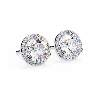 10K White Gold Lab Grown Diamond Halo Earrings 1.95 ctw DAE-141