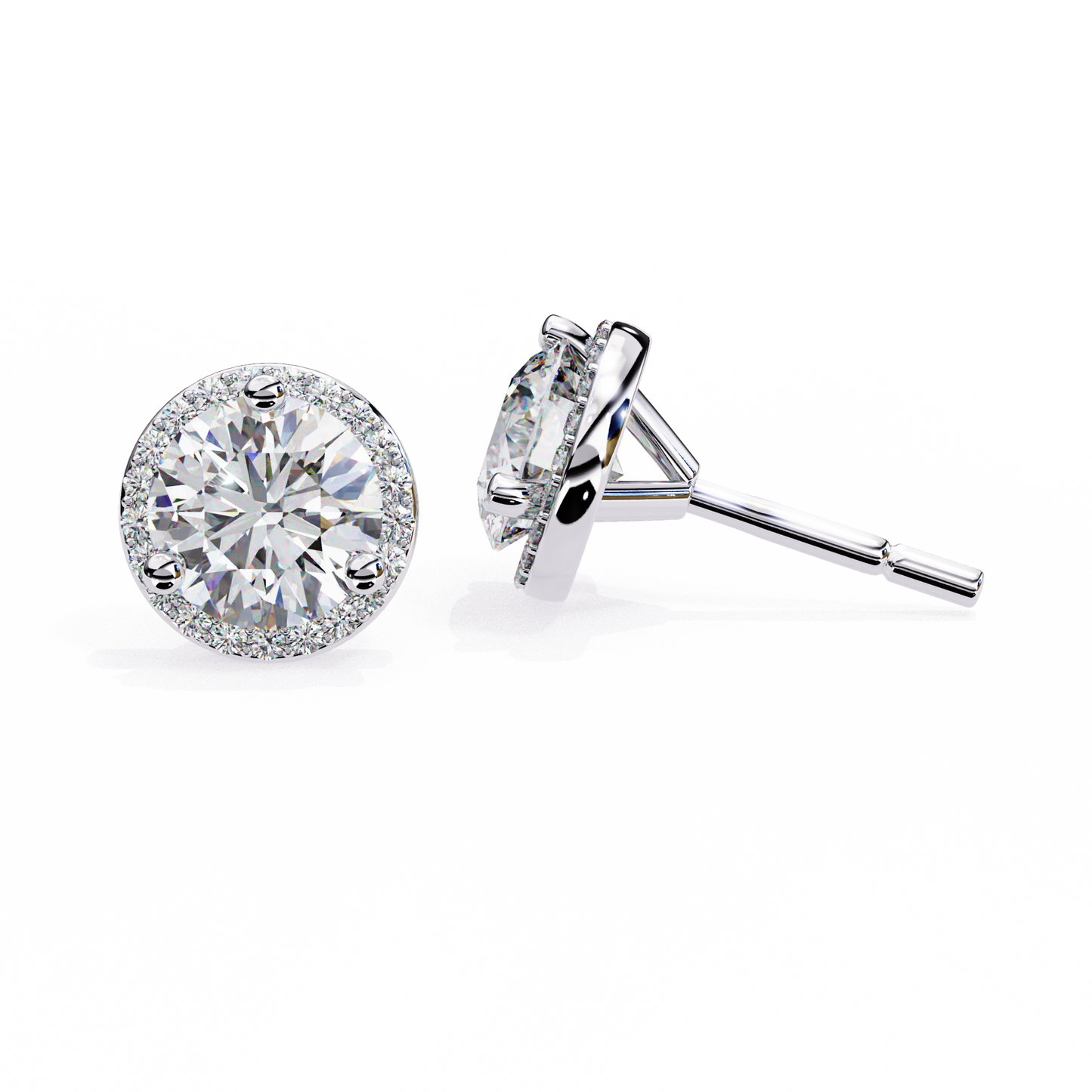 10K White Gold Lab Grown Diamond Halo Earrings 1.95 ctw DAE-141