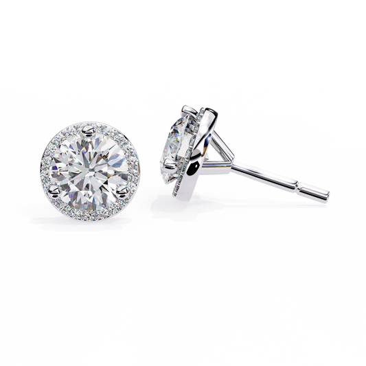 18K White Gold Lab Grown Diamond Halo Earrings 1.95 ctw DAE-141