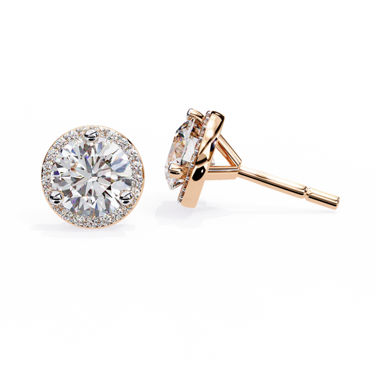 10K Rose Gold Lab Grown Diamond Halo Earrings 1.95 ctw DAE-141