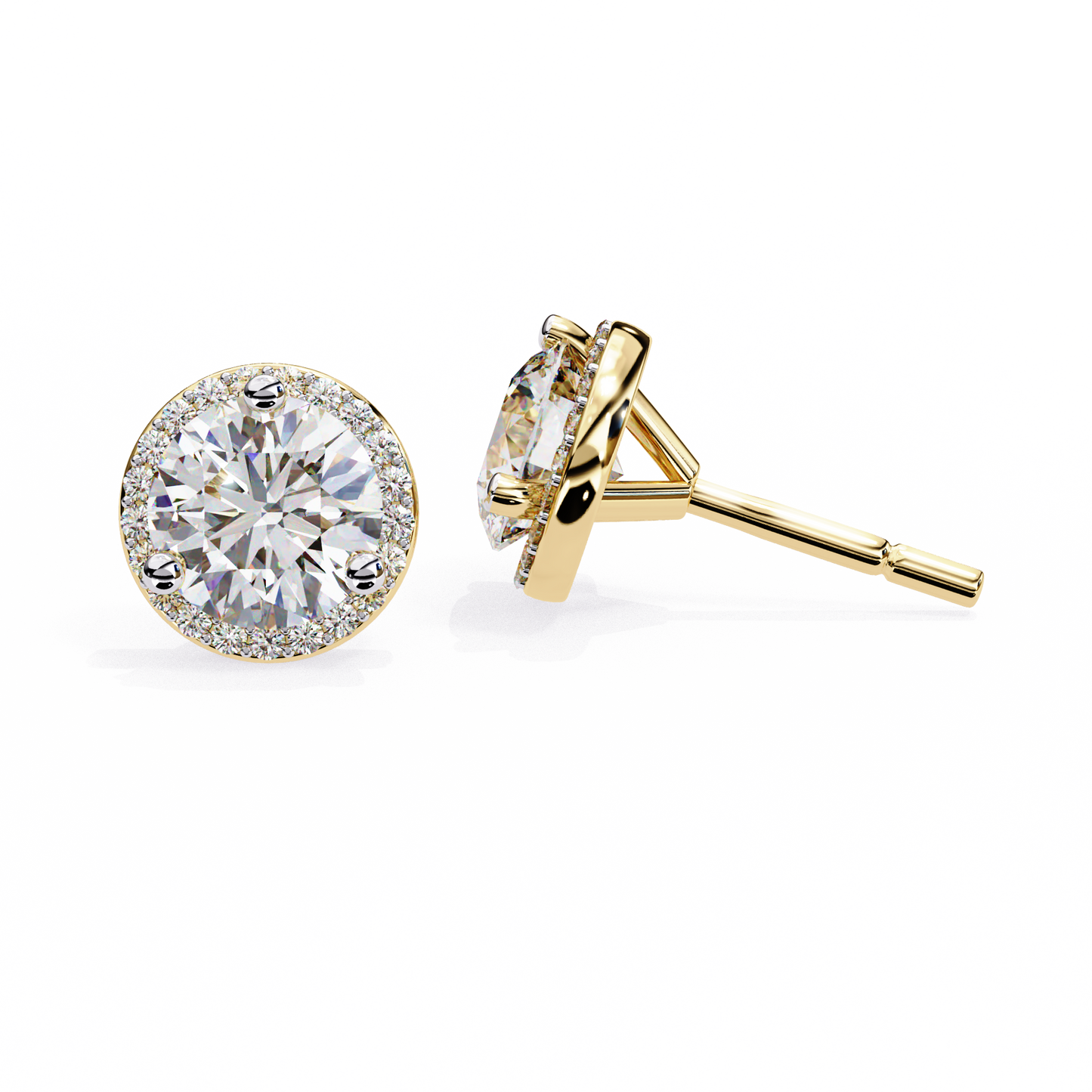 10K Yellow Gold Lab Grown Diamond Halo Earrings 1.95 ctw DAE-141