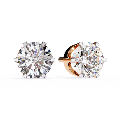 10K Rose Gold Lab Grown Diamond Solitaire Stud Earrings 2.50 ctw DAE-129
