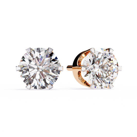 10K Rose Gold Lab Grown Diamond Solitaire Stud Earrings 2.50 ctw DAE-129