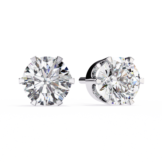 18K White Gold Lab Grown Diamond Solitaire Stud Earrings 2.50 ctw DAE-129