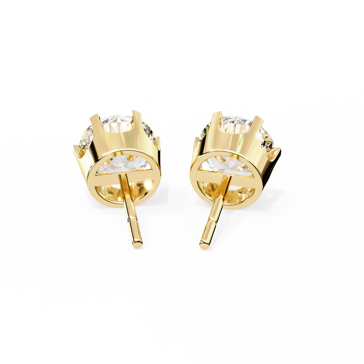 18K Yellow Gold Lab Grown Diamond Solitaire Stud Earrings 2.50 ctw DAE-129