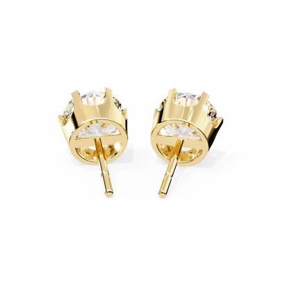 18K Yellow Gold Lab Grown Diamond Solitaire Stud Earrings 2.50 ctw DAE-129