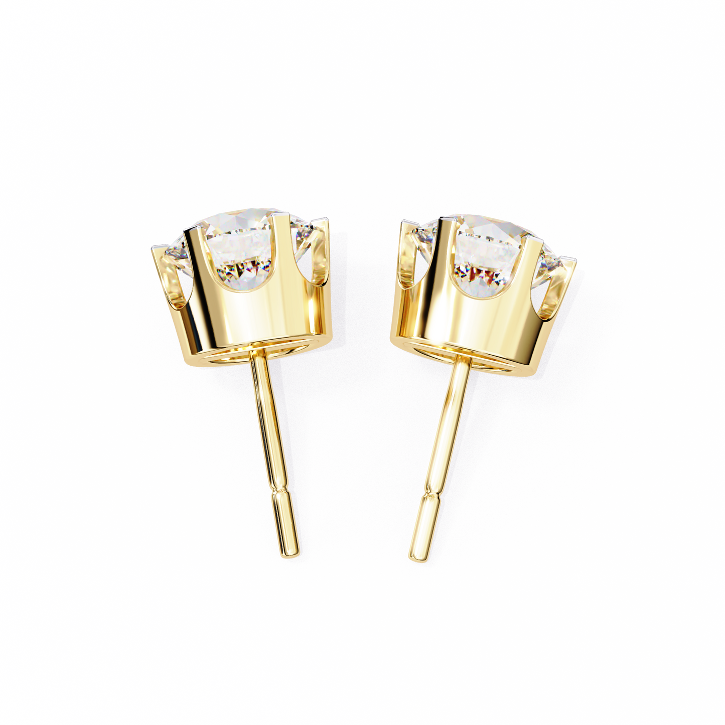 18K Yellow Gold Lab Grown Diamond Solitaire Stud Earrings 2.50 ctw DAE-129
