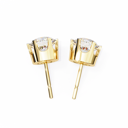 18K Yellow Gold Lab Grown Diamond Solitaire Stud Earrings 2.50 ctw DAE-129