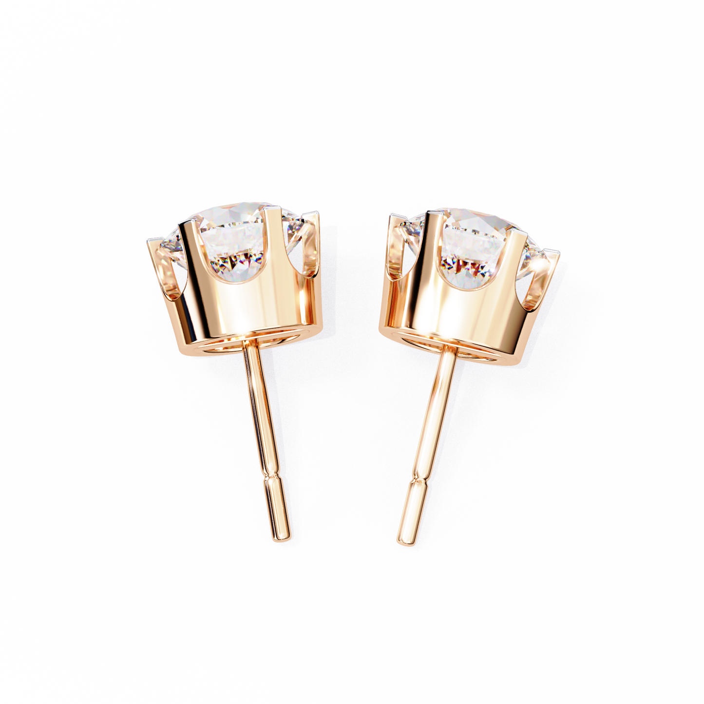 10K Rose Gold Lab Grown Diamond Solitaire Stud Earrings 2.50 ctw DAE-129