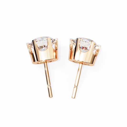 10K Rose Gold Lab Grown Diamond Solitaire Stud Earrings 2.50 ctw DAE-129