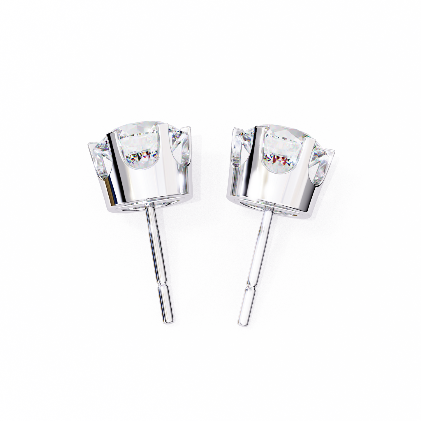 18K White Gold Lab Grown Diamond Solitaire Stud Earrings 2.50 ctw DAE-129