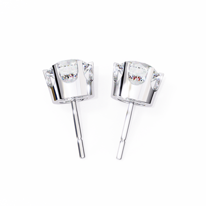 18K White Gold Lab Grown Diamond Solitaire Stud Earrings 2.50 ctw DAE-129