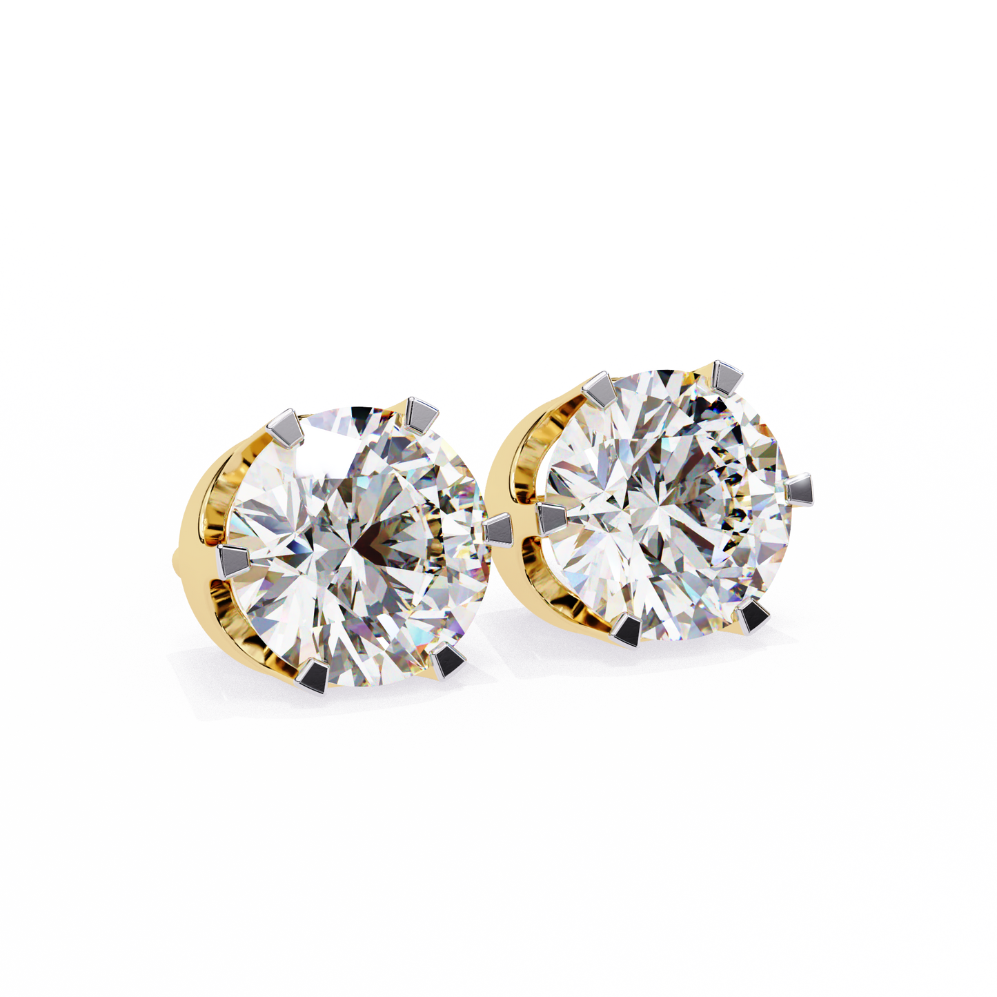 18K Yellow Gold Lab Grown Diamond Solitaire Stud Earrings 2.50 ctw DAE-129