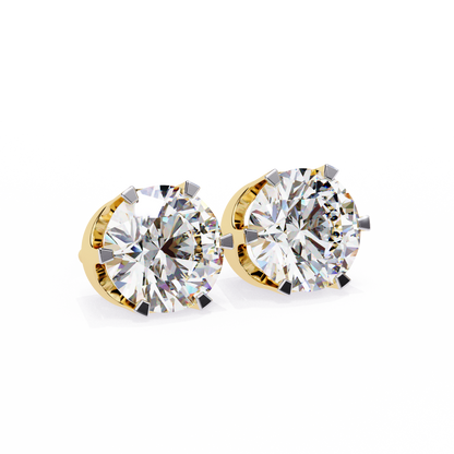 18K Yellow Gold Lab Grown Diamond Solitaire Stud Earrings 2.50 ctw DAE-129