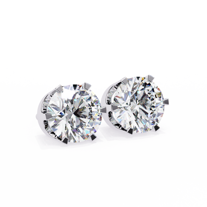 18K White Gold Lab Grown Diamond Solitaire Stud Earrings 2.50 ctw DAE-129