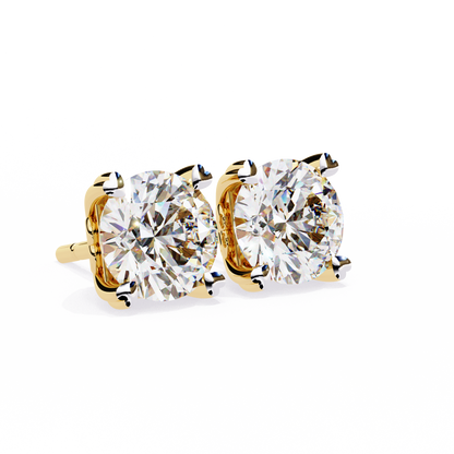 18K Yellow Gold Lab Grown Diamond Solitaire Stud Earrings 2.50 ctw DAE-128