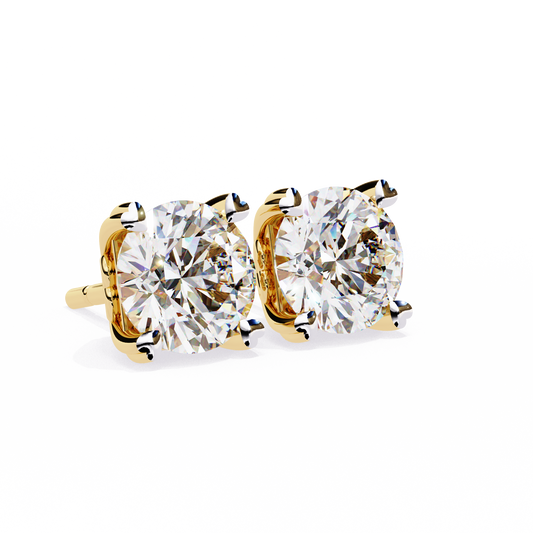 18K Yellow Gold Lab Grown Diamond Solitaire Stud Earrings 2.50 ctw DAE-128