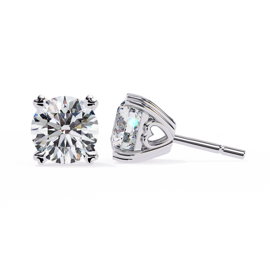 18K White Gold Lab Grown Diamond Solitaire Stud Earrings 2.50 ctw DAE-128
