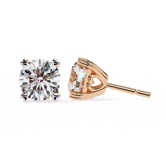 10K Rose Gold Lab Grown Diamond Solitaire Stud Earrings 2.50 ctw DAE-128