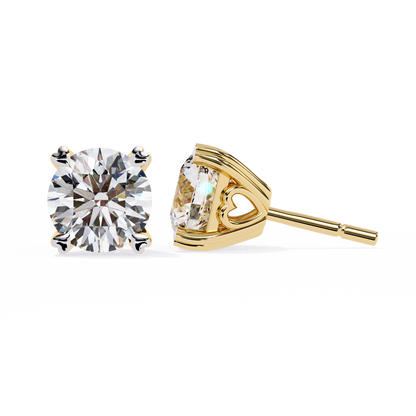 18K Yellow Gold Lab Grown Diamond Solitaire Stud Earrings 2.50 ctw DAE-128