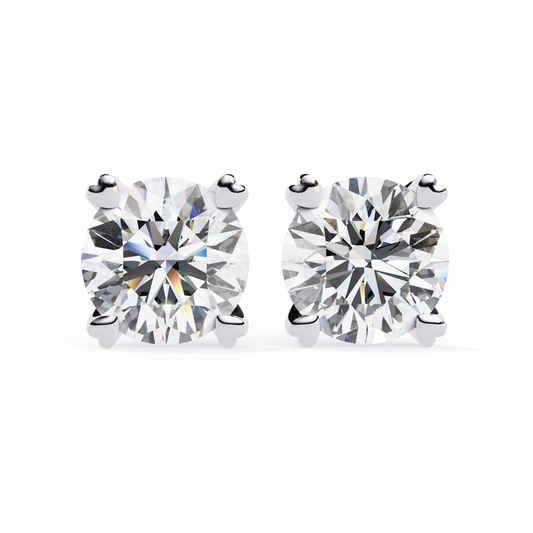14K White Gold Lab Grown Diamond Solitaire Stud Earrings 2.50 ctw DAE-128