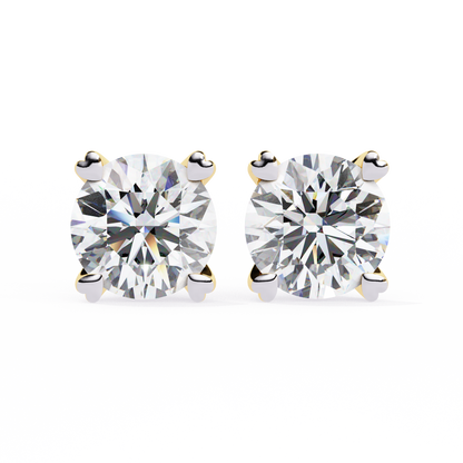 18K Yellow Gold Lab Grown Diamond Solitaire Stud Earrings 2.50 ctw DAE-128
