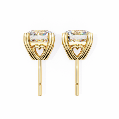 18K Yellow Gold Lab Grown Diamond Solitaire Stud Earrings 2.50 ctw DAE-128