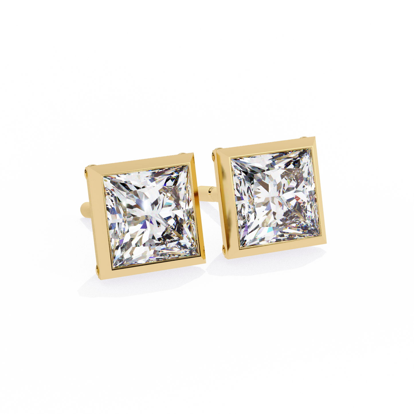 18K Yellow Gold Lab Grown Diamond Solitaire Stud Earrings 1.75 ctw DAE-127