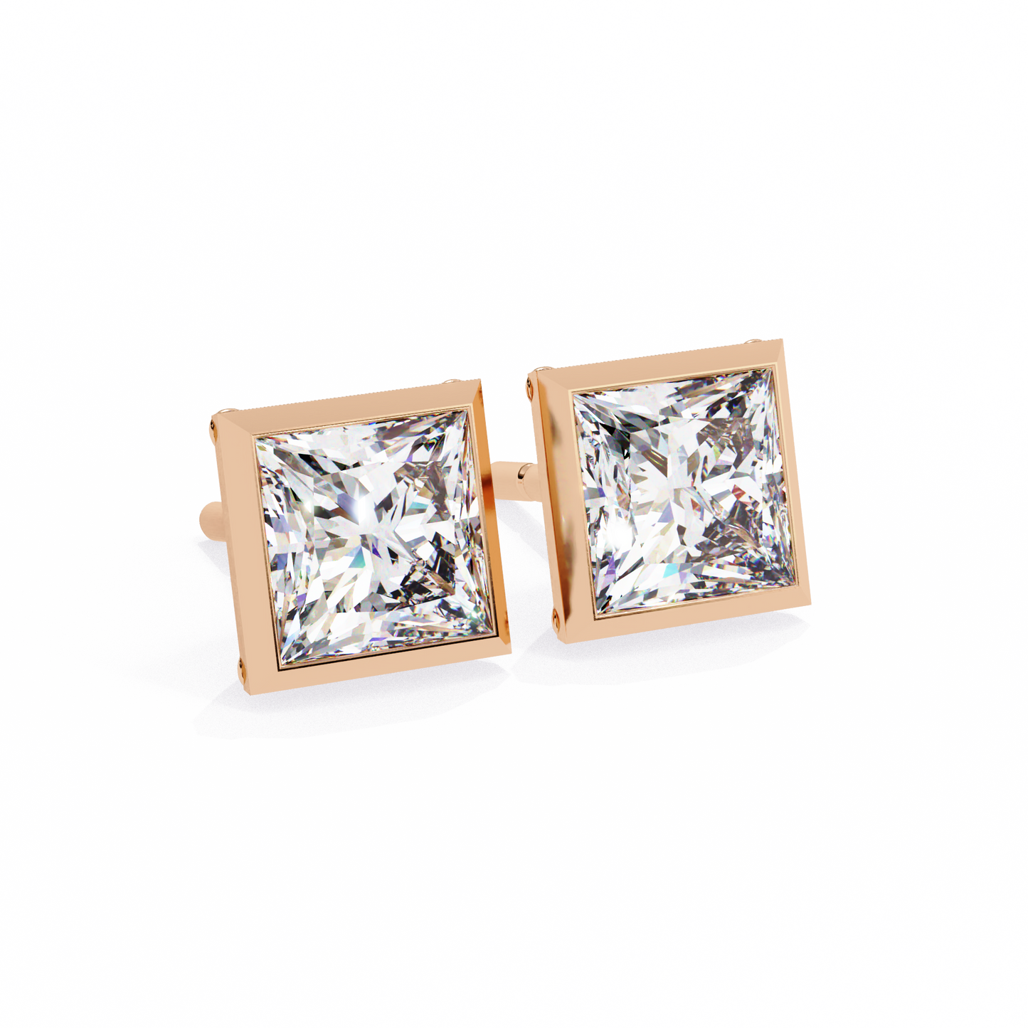 10K Rose Gold Lab Grown Diamond Solitaire Stud Earrings 1.75 ctw DAE-127