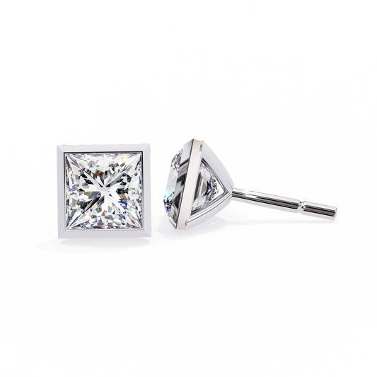 18K White Gold Lab Grown Diamond Solitaire Stud Earrings 1.75 ctw DAE-127
