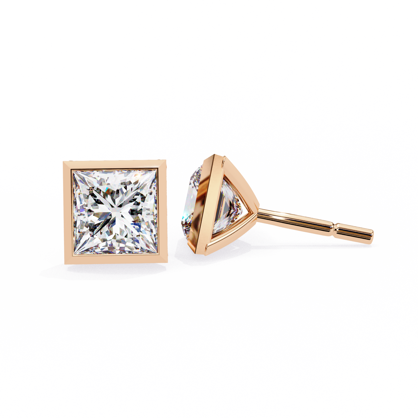 10K Rose Gold Lab Grown Diamond Solitaire Stud Earrings 1.75 ctw DAE-127