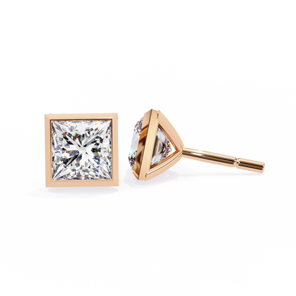 10K Rose Gold Lab Grown Diamond Solitaire Stud Earrings 1.75 ctw DAE-127