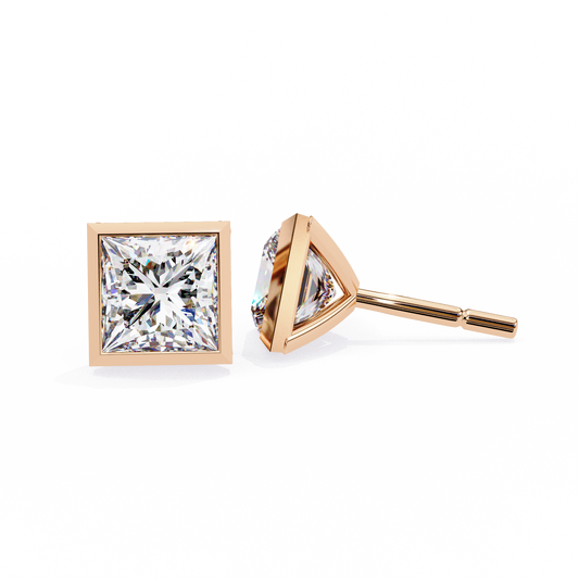 10K Rose Gold Lab Grown Diamond Solitaire Stud Earrings 1.75 ctw DAE-127